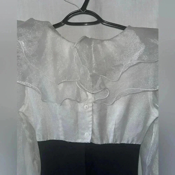 Vintage RARE organza Jumpsuit. Xs-S ruffle stirrup bottom unique Christmas Xmas - Picture 9 of 12
